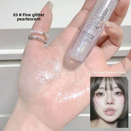 Fine Shimmer Lip Oil Gloss Long Lasting Hydrating Moisturizer Transparent Water Based Pearlescent Lip Glaze