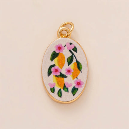 Dopamine pendant necklace, DIY fruit food love pendant, copper material, gold-plated, color preserving