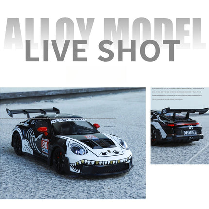 1:24 GT3 Tyrannosaurus Rex Coated Edition Car Model Pull Back Sound and Light Toy Gift Diecast Alloy Car Model Collectible