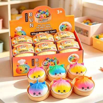 New Viral Large Rainbow Unicorn Bun Squishy Toy Blind Box Simulated Soup Dumpling Vent Fidget Toy For Sensory Stress Relief