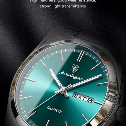 POEDAGAR Luxury Men's Watches Waterproof Luminous Date Week Men Watch Stainless Steel Casual Fashion Quartz Man Wristwatch Reloj