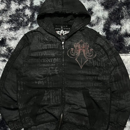 Gothic Dark style Affliction Fashion Hoodie Skull Oversize Zipper Hoodie Men Women Hip Hop Casual Sweatshirt Personality Hoodie