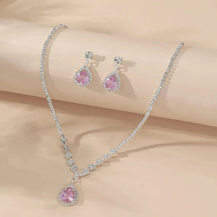 3PC Women's Fashion Trend Copper Claw Chain Series Water Drop Necklace Earrings Jewelry Set Wedding Banquet Party Holiday Gift