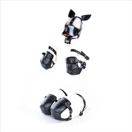 Leather Soft Padded Knee Elbow Pad Dog Paw Crawl Gloves Pup Hood Fetish BDSM Bondage Dog Slave Roleplay Sexy Costume Accessories