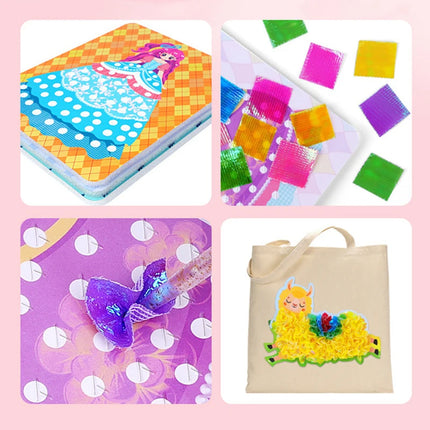 Puzzle Puncture Painting Card Boards Poke Sets For Kids Girls DIY Dress Up Princess Hedgehog Peacock Fabric Poking Art Craft