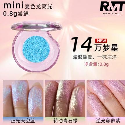 RMT Chameleon Highlight Pink Purple Fine Powder Cream Blusher Shiny ROMATIC Face Brighten High Gloss Integrated Plate Makeup