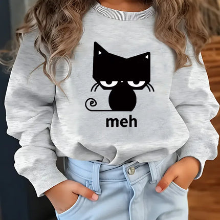 Autumn Casual And Fashionable Cartoon-Printed Round-Neck Hoodie For Girls
