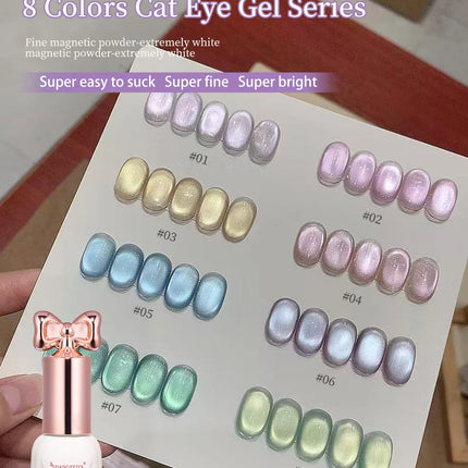 10ml Sweetheart Cat Magnetic Gel Nail Polish Soak Off UV/LED Nail Varnish Sparkling Glass Bead Cat Eye Gel Effect Nail Salon DIY