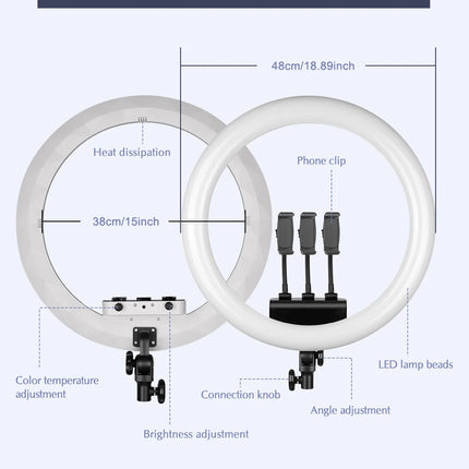 SH Ring Light 18inch Kit 36W 6500K Professional LED Control Stand Phone Holder Tube  Bag for Tattoo Lash Extension Barber Light