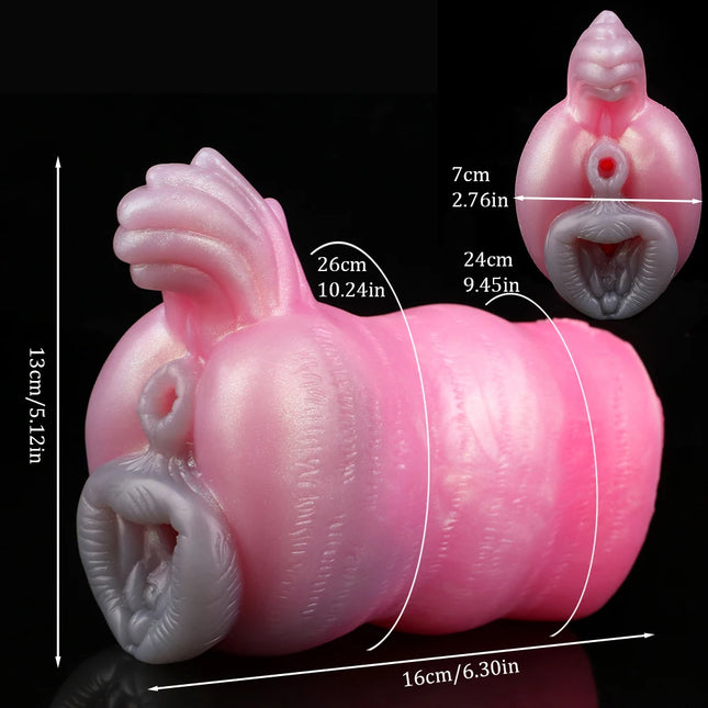 GEEBA Animal She-wolf Fantasy Two channel Penis Stroker Silicone Male Masturbator Realistic Vagina Textured Pocket Pussy Sex Toy