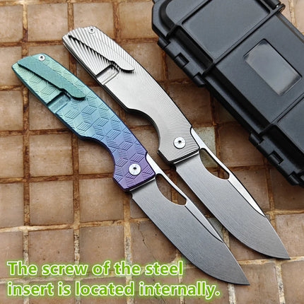JUFULE New Cedar Step Milled Blade Utility Folding Knife Titanium Handle Ceramic Bearings 154CM Kitchen Outdoor EDC Camping Tool