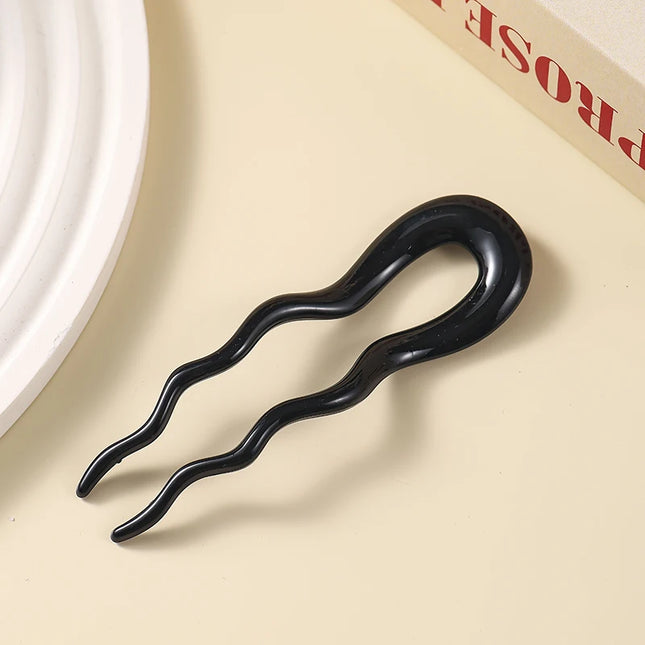 New Leopard Hair Stick Hair Clip Acetate Wavy U-Shaped Hair Forks Bun Hairpin Vintage Tortoise Women Headwear Hair Accessories