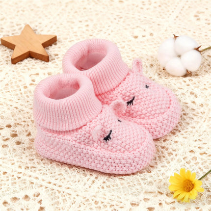 0-12months Infant Knitted Baby Booties with Ears Soft shoes for baby girls Comfortable Winter Shoes