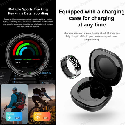 2026 New Smart Ring Display Screen Gesture Brush Video Waterproof Remote Camera Blood Oxygen Monitoring Smartring Men Women R11C