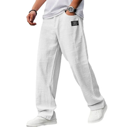 Men's Solid Color Loose Wide Leg Pants Summer Lightweight Casual Straight Trousers Youth Streetwear Fashion Long Pants
