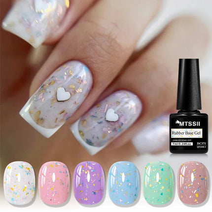 2 In 1 Macaron Color Glitter Rubber Base Gel Nail Polish Semi Permanent Soak off Self Leveling UV LED Gel Varnish Nail Supplies