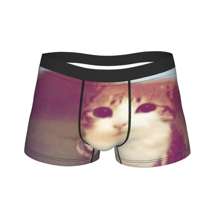 Meowl Cat Owl Cute Pet Stickers Underwear  Comfortable Panties Customs Boxer Brief For Males 3D Pouch Oversize Trunk