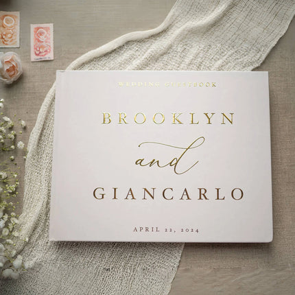 Personalized Wedding Guest Book For Engagement Bachelorette Party Birthday Bridal Shower Keepsake Book Horizontal Signature Book