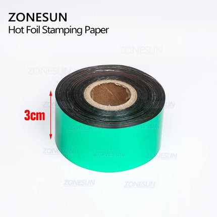 ZONESUN Hot Stamping Foil 3cm Hot Stamp Ribbon Date Coding Foil Paper Hot Embossing Foil Paper Make Colorful Logo
