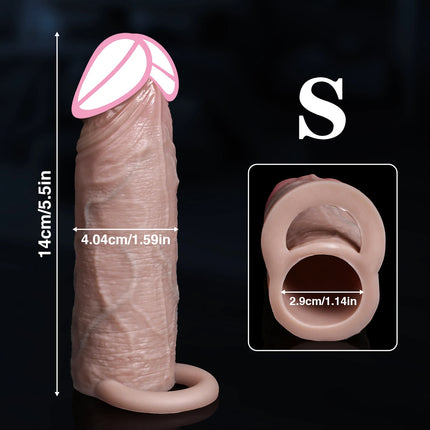 Soft Silicone Condom Enlargement Penis Sleeve Realistic Penis Extender Sex Toys for Men Sexual Tools Reusable Condom Cock Sleeve