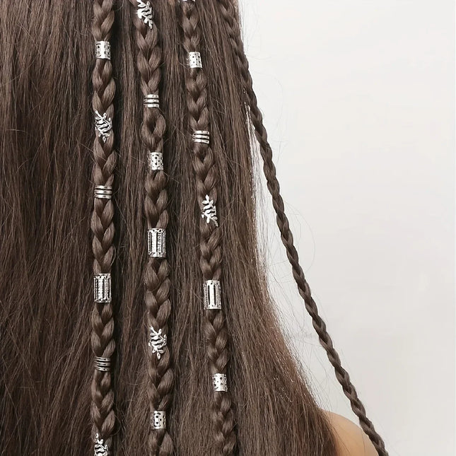 40pcs/set Mixed Hair Rings Set, Dreadlocks Beads Hair Braid Rings Clips Dread Locks Hair Braiding Cuffs Decoration/Accessories