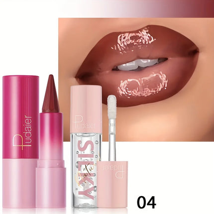 Silky Lipstick and Nourishing Lip Oil Set, Matte Pointed Lipstick, Dual-purpose, Christmas Gift Choice.