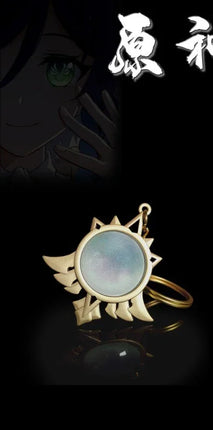 New Teyvat Vision Fontaine Water God Focalors Lyney and Lynette Keychain Luminous 7 Element Eye Of Original God Toy KeyRing