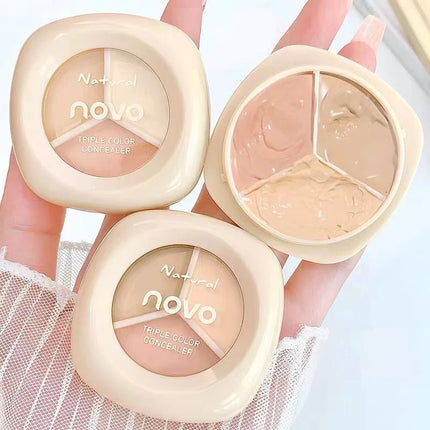 Three-color concealer palette, waterproof and long-lasting contouring effect, lightweight texture, can cover dark circles
