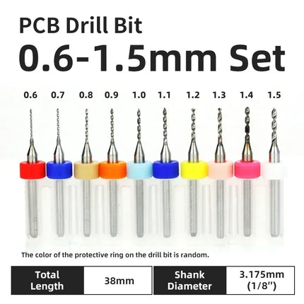 PCB Drill Bit 10pcs Tungsten Steel Micro Diameter Drill Bit Set 1/8 "Fixed Handle Mini Cnc Drill Bit 0.1-3.175mm