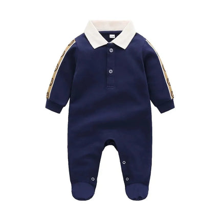 Baby Boy Spring Autumn Outerwear Pure Cotton Romper Stylish Newborn Infant Men's Women's Baby Long Sleeve Crawler Korean Version