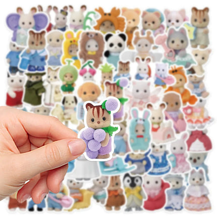 55PCS Calico Critters Stickers Graffiti Stickers DIY Diary Phone Case Handmade Scrapbook Aesthetic Stickers