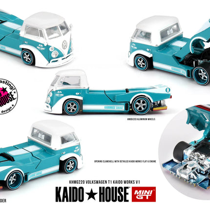 Kaido House + MINIGT Nissan Skyline GT-R (R34) Kaido Star Racing V1 Volkswagen T1 KAIDO WORKS V1 Alloy Car Model