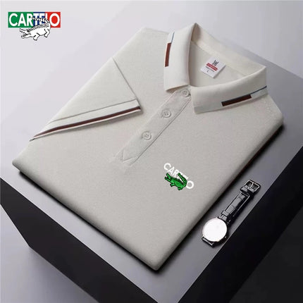 Men's Summer High-Quality Fashionable Embroidered Logo Short Sleeve Polo Shirt, New Style, Casual, Breathable, Cool Top