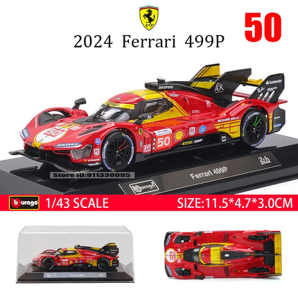 Bburago 1:43 Le Mans Ferrari 499P 2024 488 250 512 Alloy Luxury Vehicle Diecast Pull Back Cars Model Toy Collection Gift