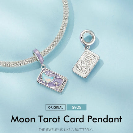 WOSTU 925 Sterling Silver Colorful Tarot Cards Charm Pendent Magic Star Moon Sun Lover Bead Fit DIY Bracelet Necklace Women Gift