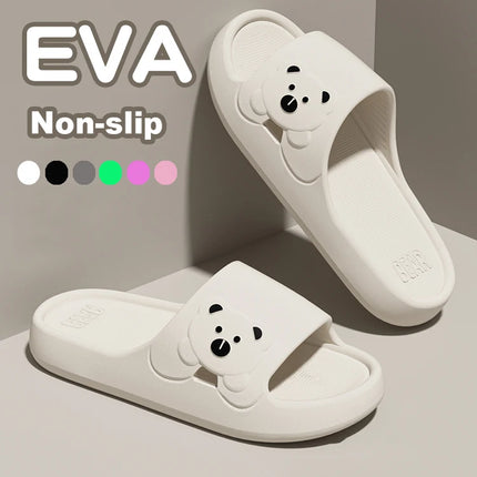Fashion Women's Slippers Indoor Soft Sole Cartoon Bear Slides Bathroom EVA Outdoor Men Summer Beach Flip Flops Shoes Couple