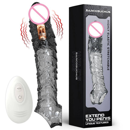 Penis Sleeve Extensions Condom Male Enlargement Delay Vibrators Clits Massager Cock Ring Vibrating Penis Cover Sex Toys For Men