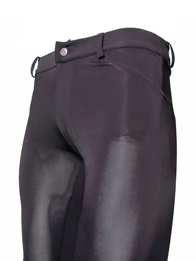 Men Shiny Sheer Pencil Pants Ice Silk See Through Elastic Tight Trousers Ice Silk Pants Sexy Male Leggings Gay Wear Plus Size