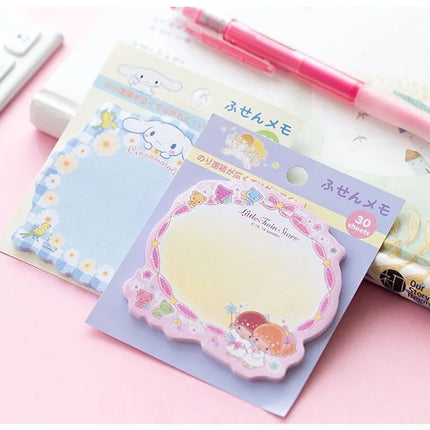 Kitty Keroppi Melody Kuromi Memo Pad Sanrio Pochacco Sticky Notes Stationery Label Notepad Planner Sticker Post School Supplies