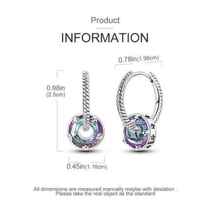 Orstarry 925 Sterling Silver Crystal Circular Eardrops Drop Earrings Women Earrings Charm Fashion Versatile Party Jewelry Gifts