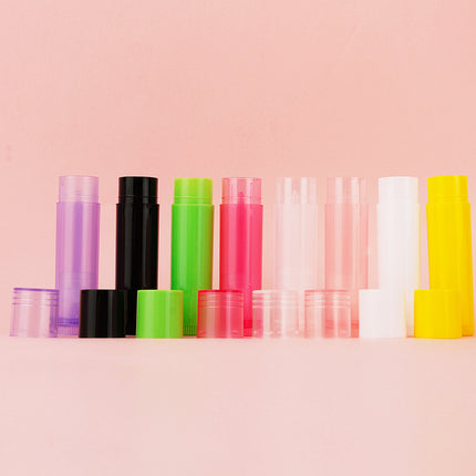 100pcs 5g Plastic Transparent Cosmetic Round Lip Balm Tubes Empty 5ml Oval Black Lipstick Tube Packaging Lip Balm Container