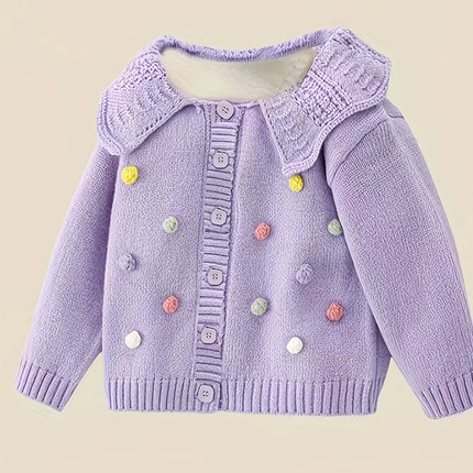 Girls' Knitted Cardigan Jacket, Fashionable Children's New Baby Autumn Clothing, Korean Style Children's Knitted Knitwear, Trendy Outerwear
