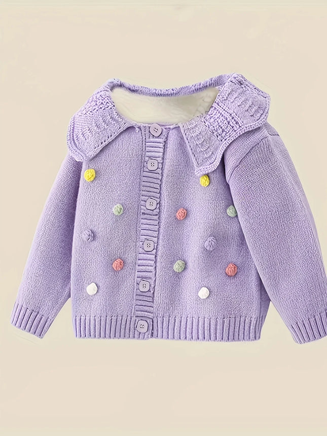 Girls' Knitted Cardigan Jacket, Fashionable Children's New Baby Autumn Clothing, Korean Style Children's Knitted Knitwear, Trendy Outerwear
