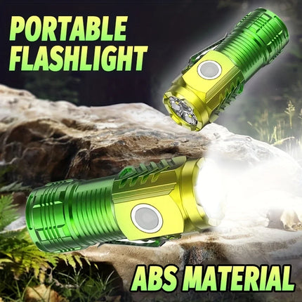 3LED Super Bright Flashlight  Mini Burst Flash Torch Rechargeable Outdoor Waterproof Emergency Spotlight with Pen Clip Magnet