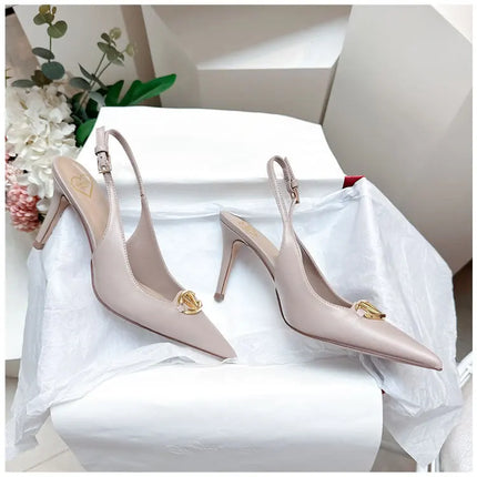 Women's pointed high-heeled sandals for women's summer 2025 new style pointed high-heeled shoes with metal buckle single shoes