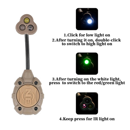WADSN Airsoft Tactical Helmet Strobe Light 3 Mode IR Green Red LED Fast Helmet Lamp Survival Safety Flashlight for Hunting