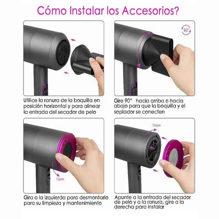 Professional Hair Dryer 1800W Powerful Hot and Cold Strong Wind Blower Constant Temperature Collecting Air Comb Nozzle Gear