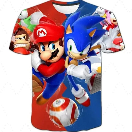 2026 Summer New Anime Super Mario T Shirt Sports Speed Drying Fashion Casual T-Shirt Boy Girl Unisex Children's Clothing Tees
