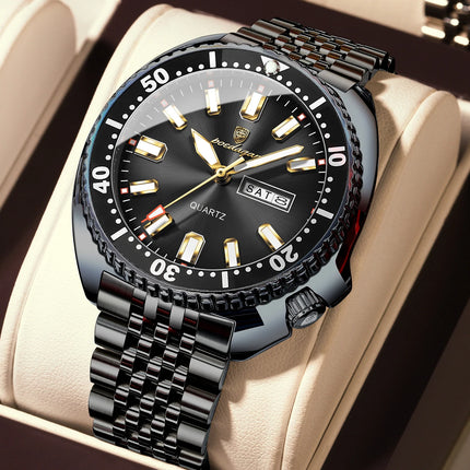 POEDAGAR Top Business Men Watch Date Week Waterproof Luminous Fashion Man Wristwatch Stainless Steel Casual Quartz Men's Watches