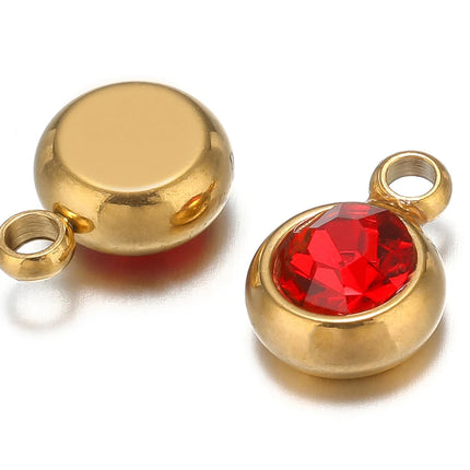 20pcs Stainless Steel 6mm Gold Rhinestone Beads Crystal Charms Zircon Pendants for DIY Necklace Bracelet Jewelry Making Findings